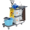 Commercial Cleaning Cart with 2 Cabinet, Traditional Janitorial Housekeeping Cart on Wheels with Cover, Shelves, and Vinyl Bag, for Hotels Apartment - 2 of 4