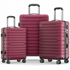 SKONYON 3 Piece Hardside Luggage Set with Spinner Wheels, TSA Locks, Lightweight ABS+PC Suitcases (20"/24"/28") for Travel, Business, Family Trips - 1 of 4