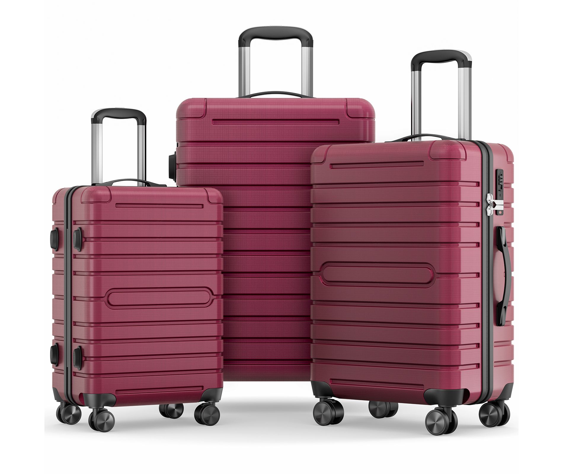 SKONYON 3 Piece Hardside Luggage Set with Spinner Wheels, TSA Locks, Lightweight ABS+PC Suitcases (20"/24"/28") for Travel, Business, Family Trips