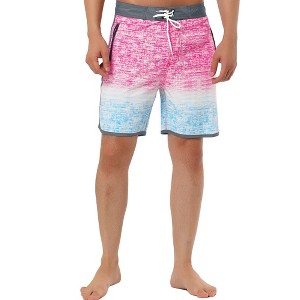 TATT 21 Men's Summer Elastic Waistband Contrast Color Printed Beach Boardshorts - 1 of 4