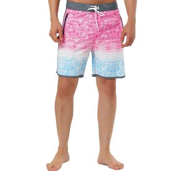 TATT 21 Men's Summer Elastic Waistband Contrast Color Printed Beach Boardshorts