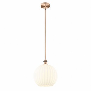 White Venetian - 1 Light Stem Hung Pendant In Modern Style-13 Inches Tall and 12 Inches Wide - 1 of 1