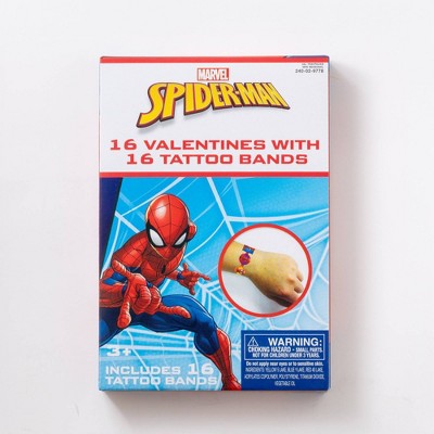 Spider-Man Paper Magic 16ct Valentine's Day Tattoo Bands Valentine's Day Exchange Cards