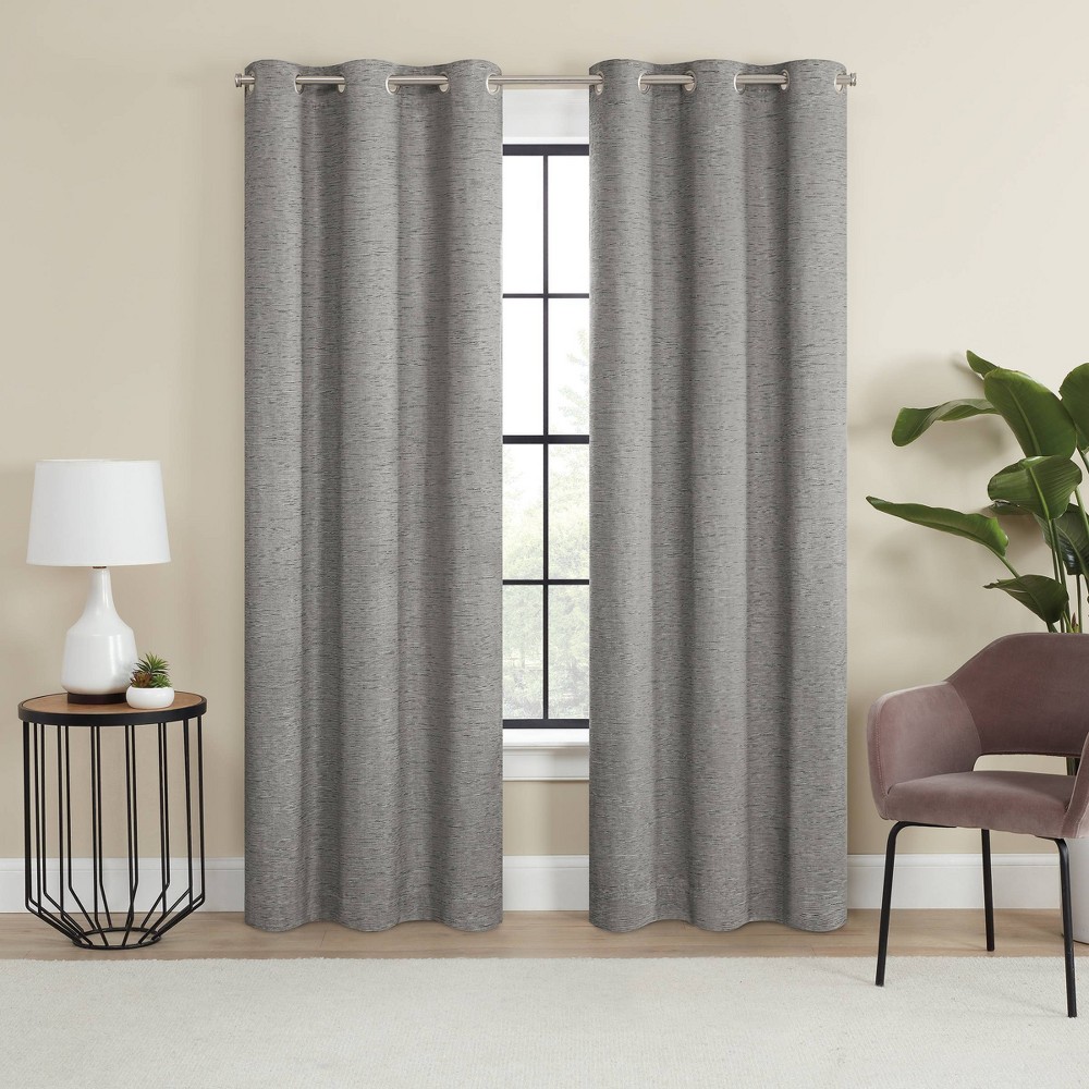 Photos - Curtains & Drapes Eclipse 2pk 37"x84"  Blackout Adagio Curtain Panels Gray 