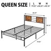 VECELO Full/Queen/King Size Bed Frame with Wooden Headboard, Metal Bed Platform No Box Spring Needed with Heavy Duty Steel Slat, Brown - 3 of 4