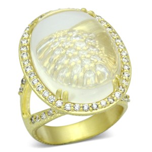 Slickblue Matte Gold Ring for Women, Clear Synthetic Glass Oval Center Stone, Halo Design, Brass, CZ, Synthetic,Size 5-9 - 1 of 3