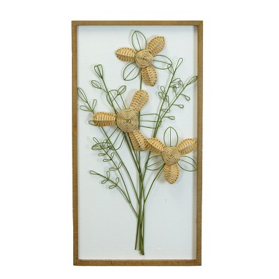 VIP Wood 31.5 in. Green Floral Wall Sign