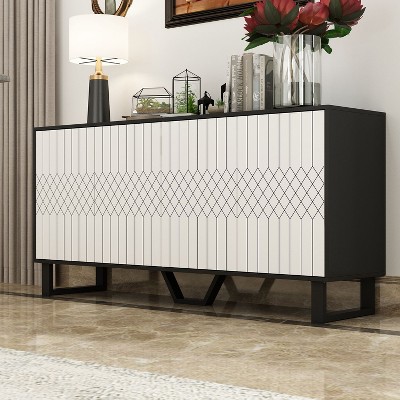 FUFU&GAGA White Modern Storage Compartment Cabinet Table Sideboard Buffet