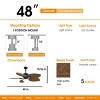 48"Quiet Ceiling Fans,5 Blades Ceiling Fan,Tropical Ceiling Fan With 3 Speed Wind 3 Color Dimmable Led Light Remote Control,Ac Motor-The Pop Home - 4 of 4
