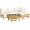 vidaXL Garden Lounge Set Cream White, Natural Bamboo Bamboo, 100% Polyester - 3 of 4