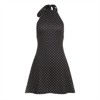 Clotth Women's Polka Dot Dress - Sleeveless Mini Wrap Dress, Halter Ruched Backless Dress, Sexy Party Dress, Black with Dots - 2 of 4
