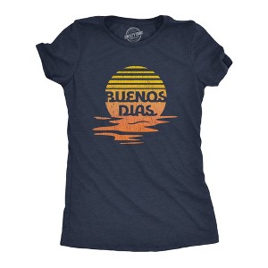 Womens Buenos Dias T Shirt Funny Positive Sunset Good Day Happy Vacation Tee - Crazy Dog Women's T Shirt - 1 of 4
