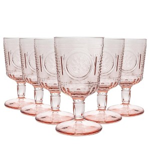 Bormioli Rocco Romantic Set Of 6 Stemware Glasses, 10.75 Oz. Colored Crystal Glass, Cotton Candy Pink, Made In Italy - 1 of 4