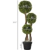 Artificial Boxwood holly tree, Garden Decor, Faux holly plants in pot, with lifelike trunk and silk leaves for home decor - 3 of 4