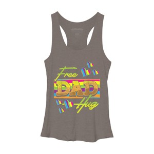 Adult Design By Humans Father's Day Free Dad Hugs Pride Hearts By daddy1993 Racerback Tank Top - 1 of 2