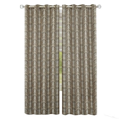 63" Brown and Gold Python Pattern Room Darkening Curtain Panels
