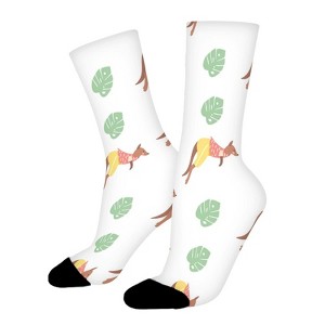 Scarf Kangaroo Leaves Women Printed Crew Socks Funny Funky Socks Soft Polyester Novelty Gifts for Artists Men - 1 of 1