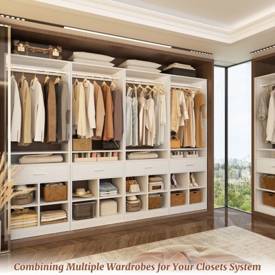 Aheaplus 80'' H Freestanding Closet Organizer with Hanging Rod, Clothes Garment Rack with Drawer and shelves