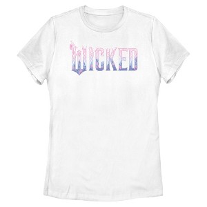 Womens Wicked: For Good Floral Pink and Purple Logo T Shirt - 1 of 4