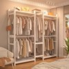 Besiost 70-In Bamboo Garment Rack with 5 Hanging Rods, Freestanding Closet System with Shelves - 4 of 4