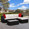 Outsunny 5-Piece Outdoor Sectional Furniture, Patio Sofa Set, PE Wicker Couch, Cushions, Pillows, Ottoman, Coffee Table - 2 of 4
