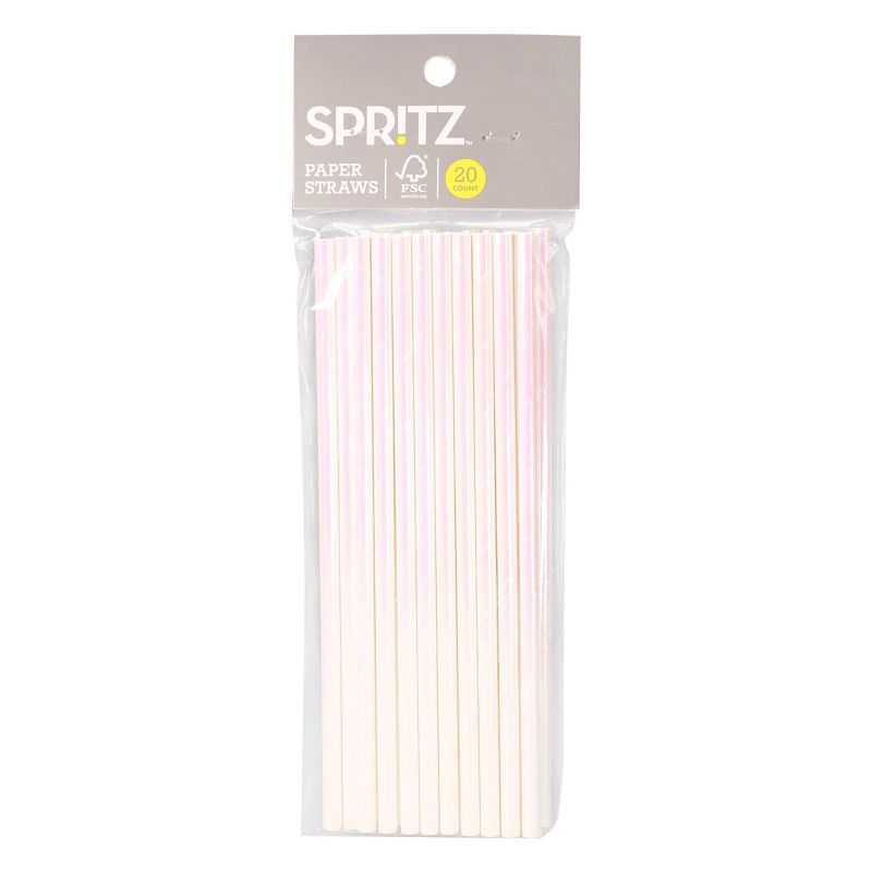 20ct Iridescent Paper Straws - Spritz&#8482;, 3 of 5