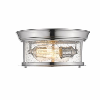 Sleek Chrome and Glass 11" Drum Flush Mount Ceiling Light