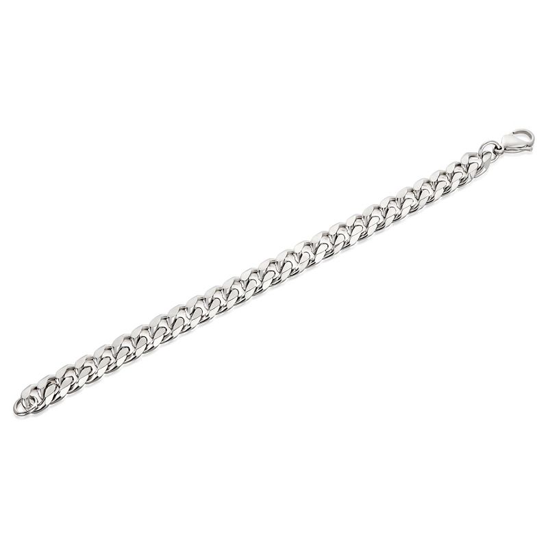 Men's Crucible Stainless Steel Beveled Curb Chain Bracelet (11mm) - Silver (8.5"), 2 of 5