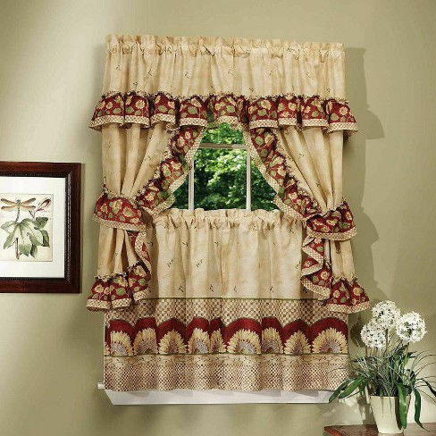 Country Garden Complete Kitchen Curtain Tier and Swag Set 