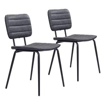Set of 2 Cleo Dining Chairs Vintage Black - ZM Home