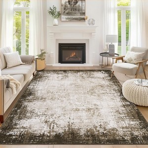 Area Rug, Washable Rug Soft Modern Bordered Abstract Low Pile Non-Slip Foldable Carpet for Living Room/Bedroom/Dining Room/Home - 1 of 4