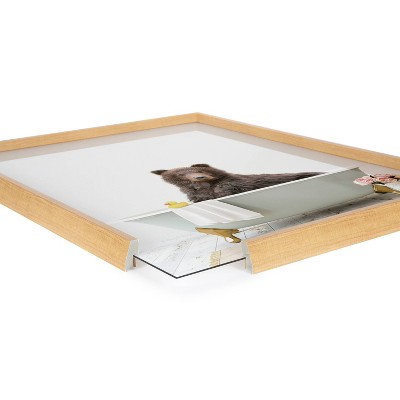 Blake Bear Cottage Bathroom Framed Glass Wall Art, 18x24 Natural