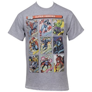 Adult Marvel The Avengers Hero Trading Card Images T-shirt - 1 of 2