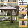 Costway 10 X 10/12 FT Patio Gazebo with Netting Walls 4 Sandbags Zippered Doors Outdoor Gray/Beige - 2 of 4