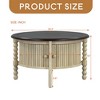 Vintage Round Coffee Table with Storage in 30.3" for Living Room, Mid Century Modern Cocktail Table with Sliding Door - Leovsnove - 3 of 4