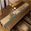 Wikineon Elegant White Lotus Silk Tablecloth Tea Ceremony Style, 13x72 Inches, High-end Table Decoration With Green Edges And Floral Patterns - 2 of 4