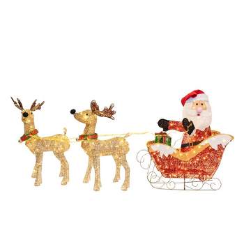Sleigh with 8 Reindeer at Night Stocking Topper –
