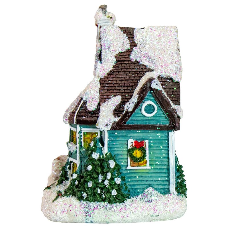 Northlight 5.5" Green LED Lighted Snowy House Christmas Village Decoration, 3 of 6