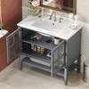Bella Depot 36" Bathroom Vanity with Ceramic Sink with Adjustable Shelf and Open Shelf - 3 of 4
