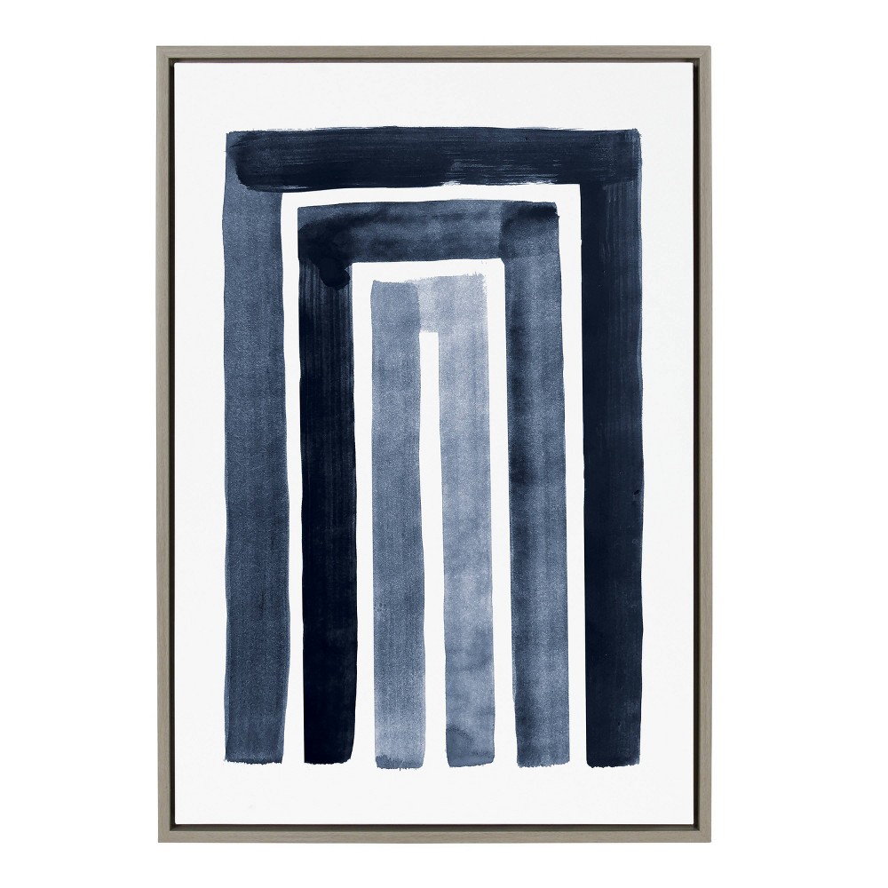 Photos - Other Decoration 23" x 33" Sylvie MCM Abstract Rainbow Indigo Framed Wall Canvas Gray - Kate & Laurel All Things Decor: Modern Decor, Digital