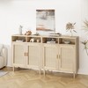 Whizmax Sideboard Buffet Storage Cabinet, Rattan Kitchen Cabinet with 2 Doors/Shelf, Accent Modern Coffee Bar Furniture for Home Decor - 4 of 4