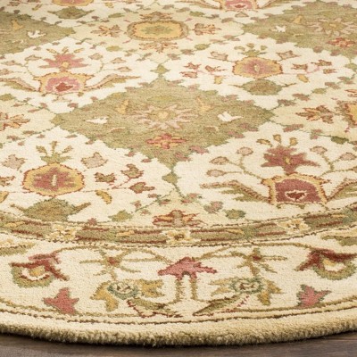 Antiquity Beige Round Hand-Tufted Wool Area Rug