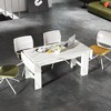 FUFU&GAGA Extendable White Marble - Patterned Office Desk Writing Desk - Modern Adjustable Work Table - 3 of 4