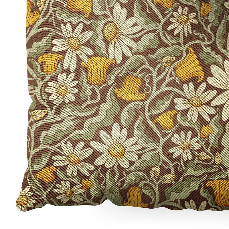 Sewzinski Retro Flowers on Brown Square Floor Pillow - Deny Desings, 3 of 5