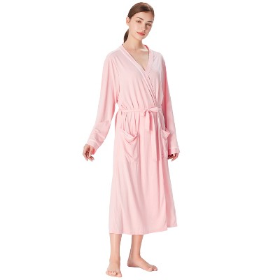 Catalonia Womens Comfy Lightweight Summer Long Robe, Ultra-Soft Breathable Bathrobe with Pockets, Shawl Collar Women Matching Robes, Gift for Moms