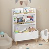 PDTEND 36.61 in. Toy Storage Organizer, Kids Bookshelf, Book and Magazine Rack for Playroom, Classroom, Nursery, Kids Room, White - 2 of 4