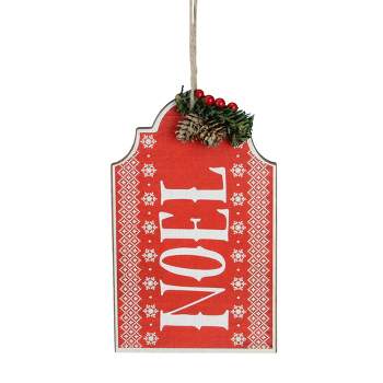 Northlight 8" Red and White Snowflake Pattern "Noel" Christmas Wall Plaque