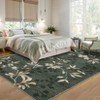 Washable Modern Leaves Printed Rug Non Slip Low Pile Rug Soft Botanical Pattern  Throw Floor Cover Foldable Indoor Carpet for Living Room Bedroom - 4 of 4