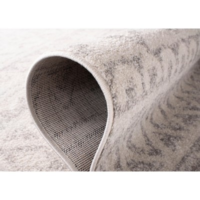 Ivory and Silver 6' x 6' Square Synthetic Area Rug