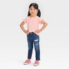 Toddler Girls' Skinny Dark Rip Repair Jeggings - Cat & Jack™ Dark Blue - 3 of 3